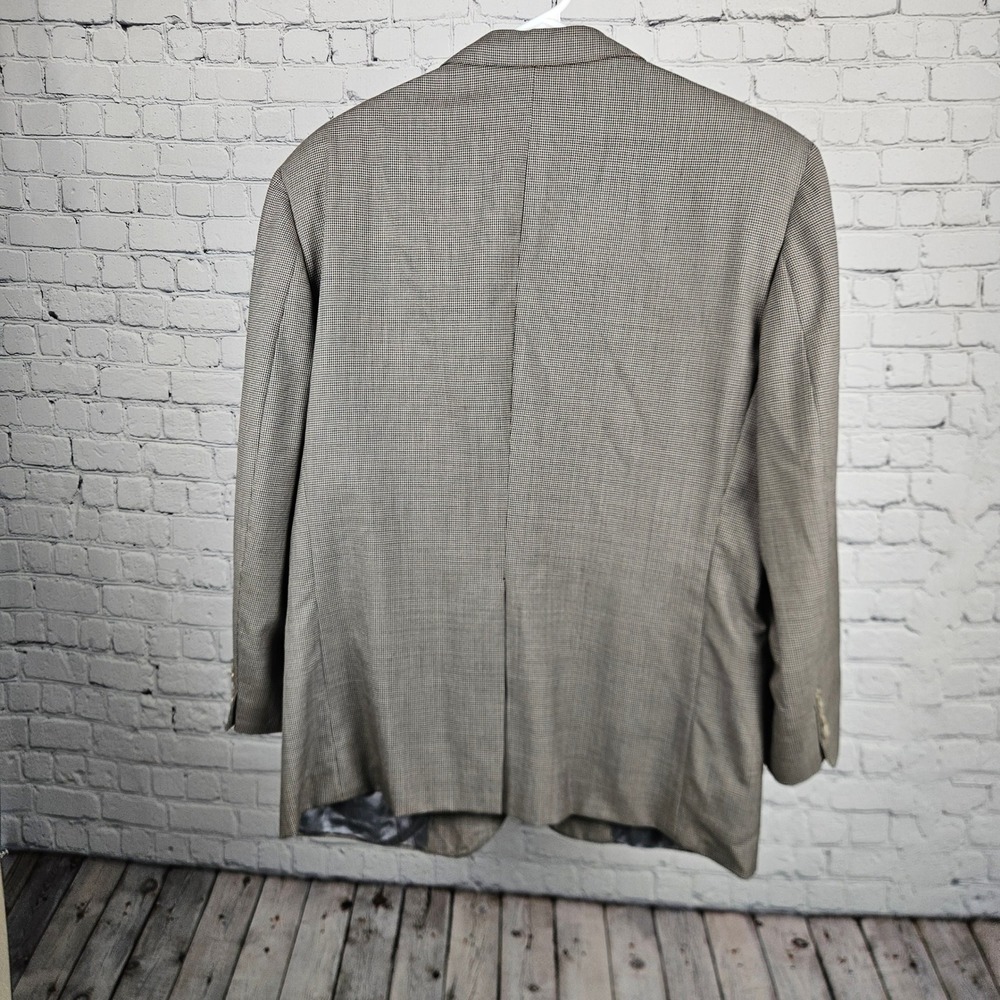 Jos A Bank Executive Collection Mens Tan Brown Houndstooth Wool Blazer Jacket - Picture 2 of 8